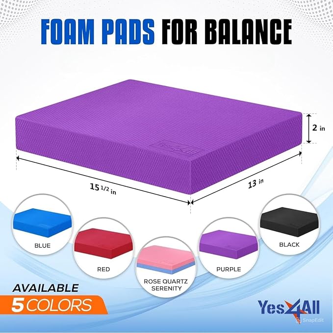 Yes4All Upgraded Size Foam Pad for Exercise, Nonslip Foam Balance Pad Physical Therapy, Yoga &