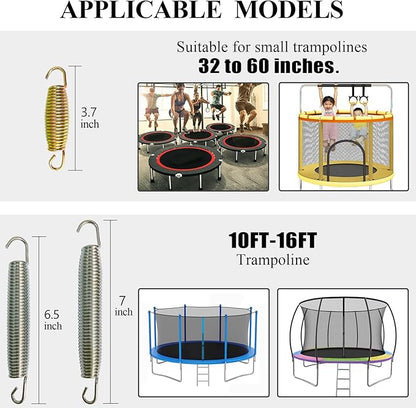 3.7'', 6.5'', 7'' Trampoline Springs,16pcs Heavy Duty Stainless Steel Replacement Trampoline