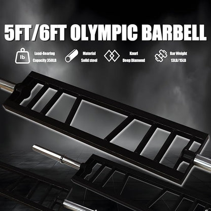 Multi Grip Barbell Swiss Bar | Cambered Barbell Multi Grip Olympic Barbell, Fits 2-inch Olympic