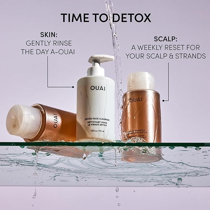 OUAI Detox Facial Cleanser - Deep Cleansing Face Wash with Glycolic Acid, Niacinamide & PHA