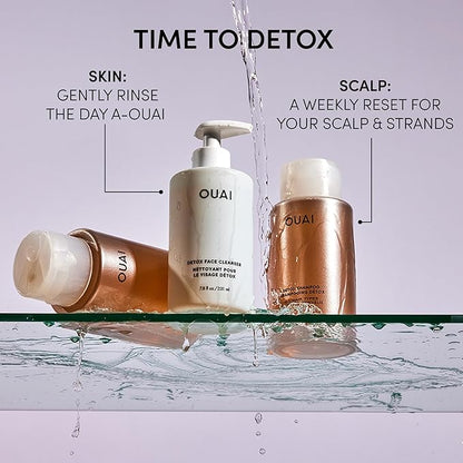 OUAI Detox Facial Cleanser - Deep Cleansing Face Wash with Glycolic Acid, Niacinamide & PHA