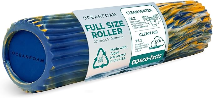 Oceanfoam Tidal Roller - Royal, Gold & Natural Marbled - Muscle Massage Foam Roller for Back Pain &