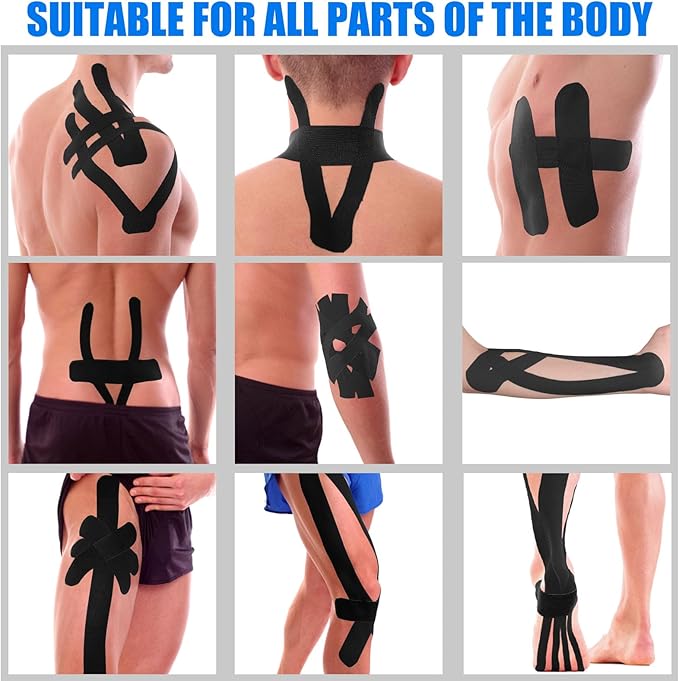 4 Rolls Uncut Kinesiology Tape, 4in x 5.5yd Extra Wide Waterproof Athletic Tape for Muscle Support