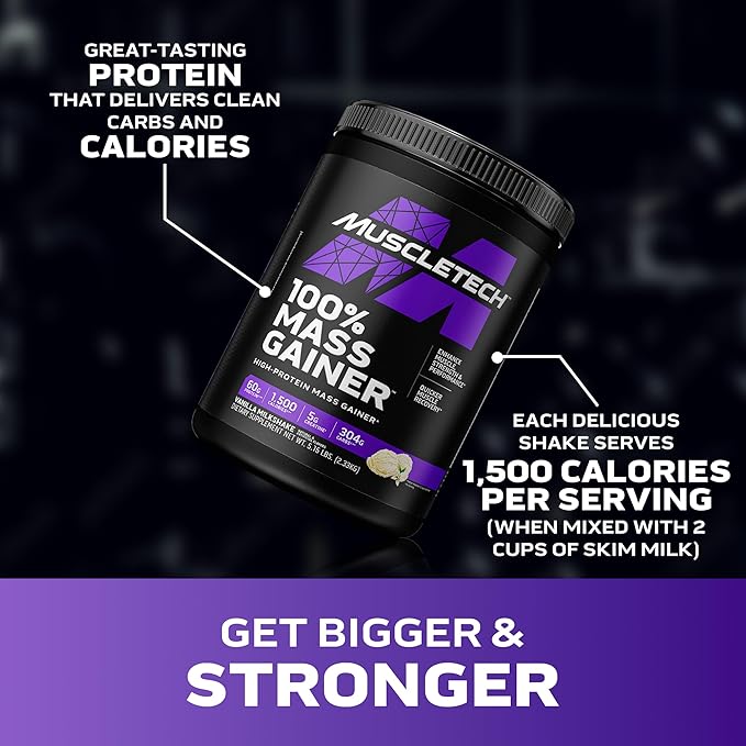 MuscleTech High Protein Mass Gainer for Men & Women - Protein Powder Shakes for Weight Gain, Muscle