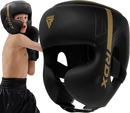 RDX Kids Boxing Headgear, MMA Training, Adjustable Padded Kara Muay Thai Juniors Head Gear