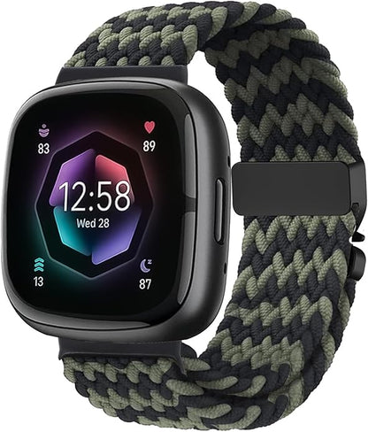 Braided Stretchy Band for Fitbit Versa 4/Versa 3/Sense 2/Sense Watch Band Women Men,Parachute-style