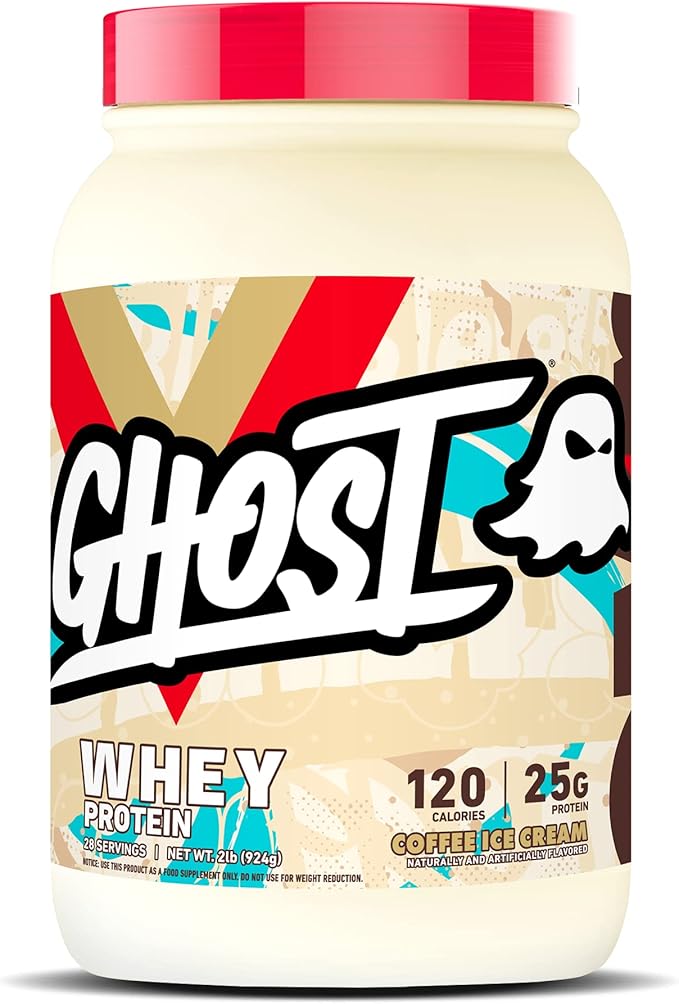 GHOST Whey Protein Powder, Coffee Ice Cream - 2LB, 25G of Protein - Whey Protein Blend - ­Post