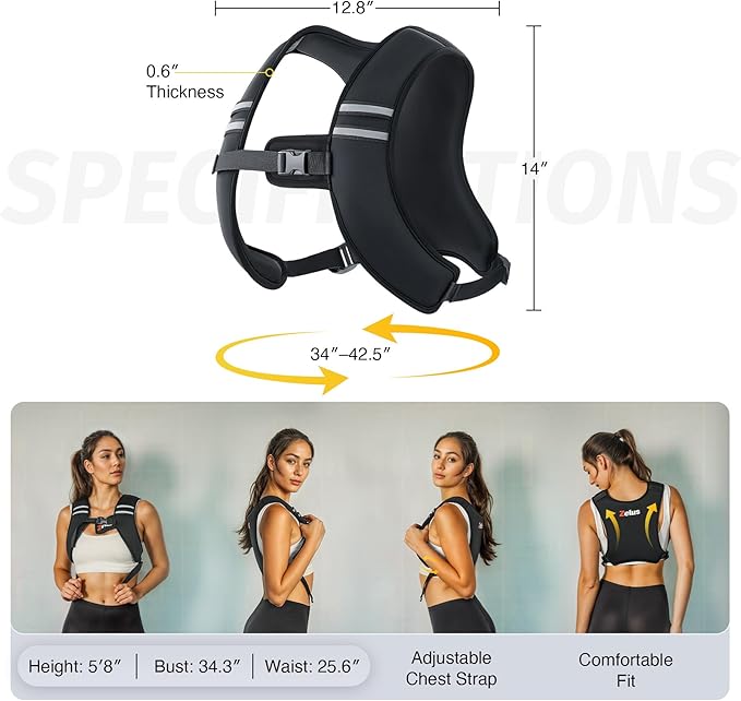 ZELUS Weighted Vest, Z-Fit Soft Iron Weighted Vest for Women and Men, 5/10/15 lb Weight Vest with