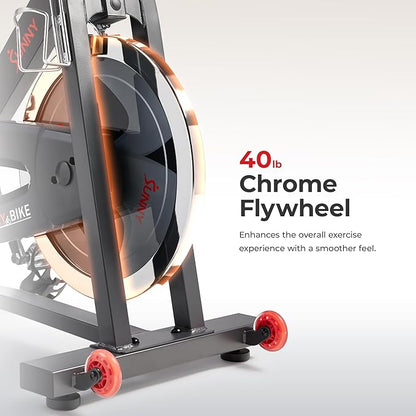 Sunny Health & Fitness Smart Pro Indoor Cycling Exercise Bike, Felt Resistance and Belt Drive, Free