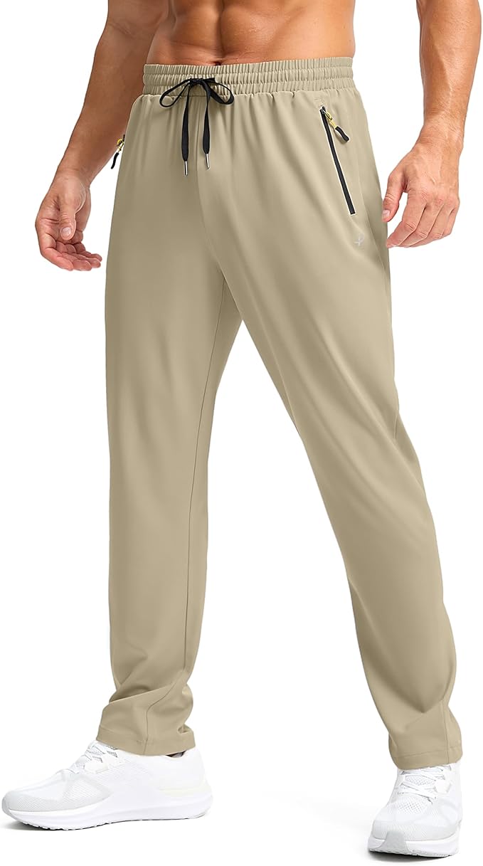 Pudolla Men's Lightweight Hiking Pants Quick-Dry Outdoor Sweatpants with Zipper Pockets for Casual