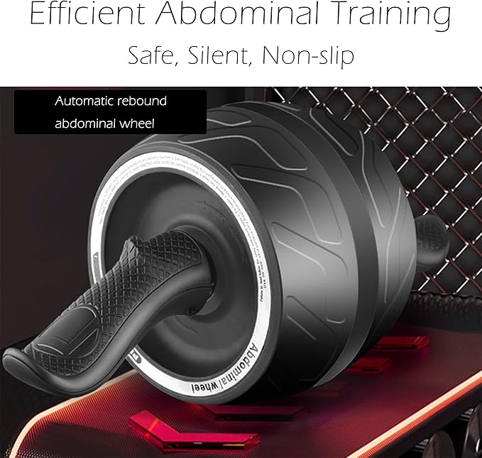 AB Wheel Roller with Resistance Spring, Automatic Rebound Exercise Abdominal Ultra-Wide Wheels