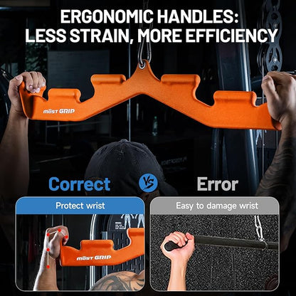 LAT Pull Down Bar with 6 Ergonomic Handles, Neutral Grip LAT Pulldown Attachments for Whole Back