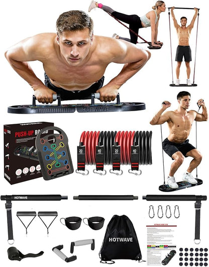 HOTWAVE Push Up Board Fitness, Portable Foldable 20 in 1 Push Up Bar at Home Gym, Pushup Handles
