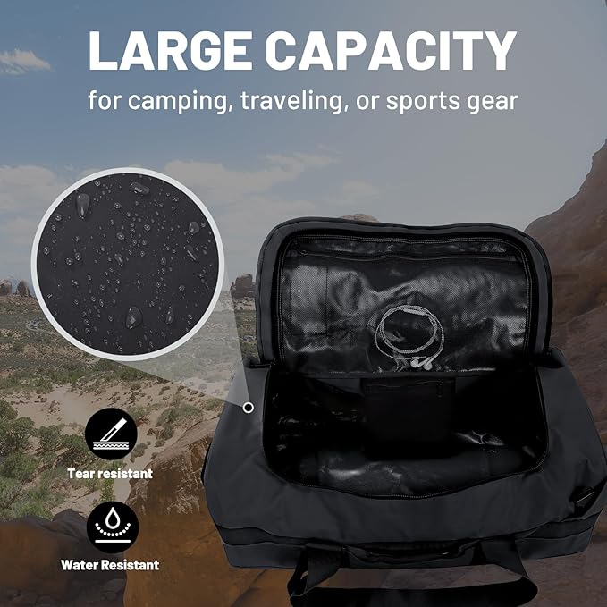MIER Water Resistant Backpack Duffle Heavy Duty Convertible Duffle Bag with Backpack Straps for