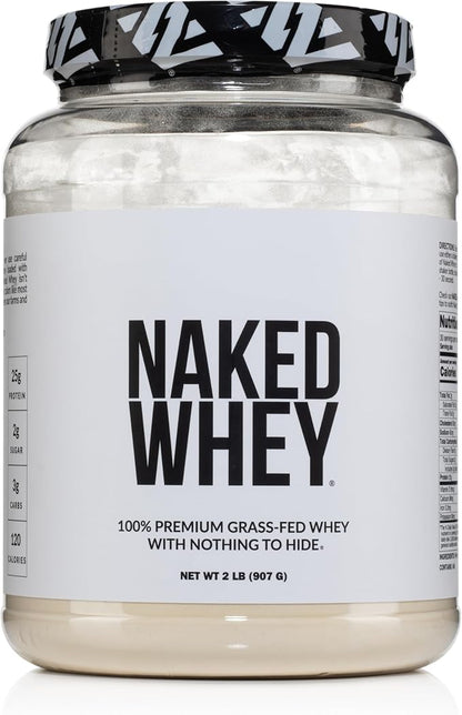 NAKED Whey 2LB 100% Grass Fed Whey Protein Powder - Only 1 Ingredient, Unflavored Whey Protein