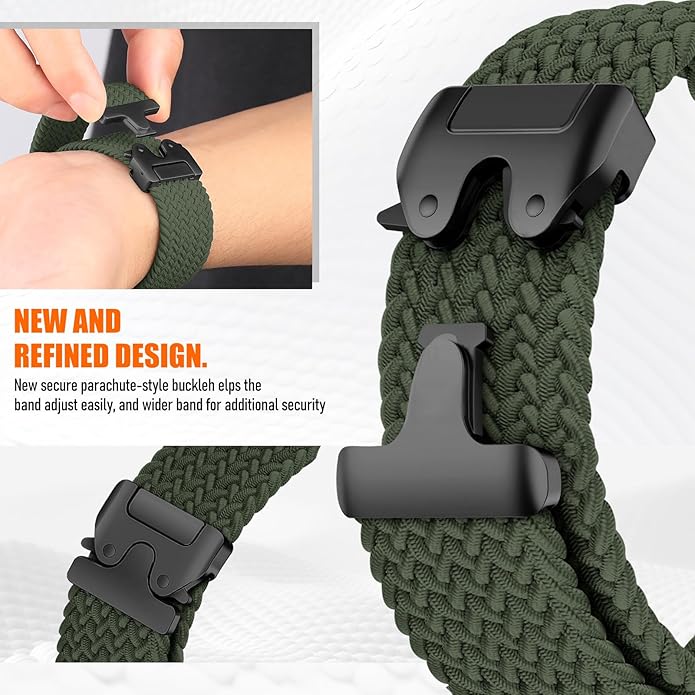 Braided Stretchy Band for Fitbit Versa 4/Versa 3/Sense 2/Sense Watch Band Women Men,Parachute-style