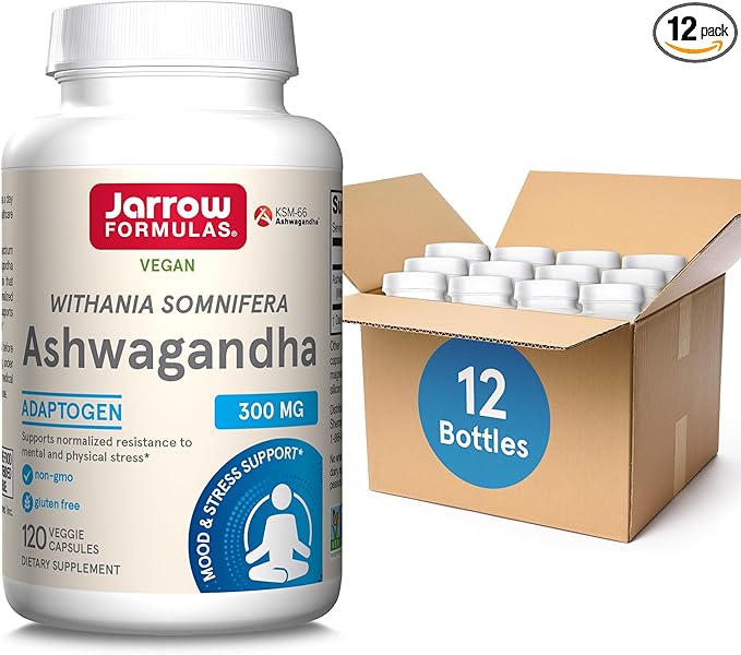 Jarrow Formulas Ashwagandha 300 mg - 120 Veggie Capsules - Overall Health & Resistance to Fatigue