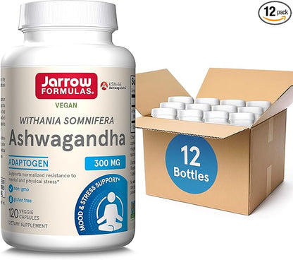 Jarrow Formulas Ashwagandha 300 mg - 120 Veggie Capsules - Overall Health & Resistance to Fatigue