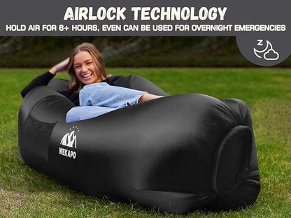 WEKAPO Inflatable Couch with Pump - Easiest Setup, Crazy Comfy & Ultralight - Blow up Lounger Chair