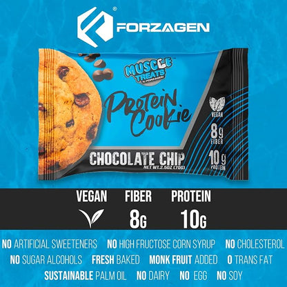 Forzagen Vegan Protein Cookies - Chocolate Chip Flavor | Low Carb Protein Treats, Healthy Snacks