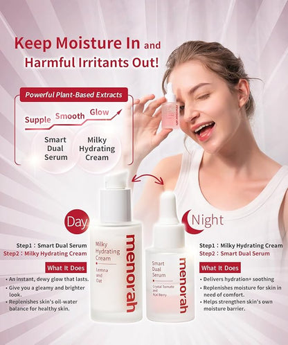 menorah skincare - Smart Dual Serum - with Crystal Tomato and Acai Berry, Anti-Aging Face Serum