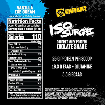Mutant ISO Surge Whey Protein Isolate Powder Acts Fast to Help Recover, Build Muscle, Bulk and