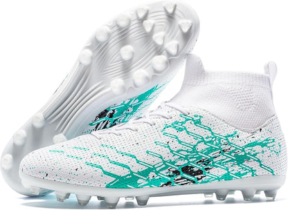 Unisex Soccer Cleats Lightweight No-Tie Lacing System Multi-Surface Football Shoes with Ankle