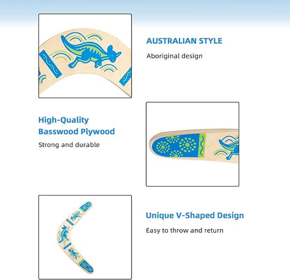 Boomerang for Kids, Australia Style Handmade Wooden Authentic Boomerang, V-Shaped Returning
