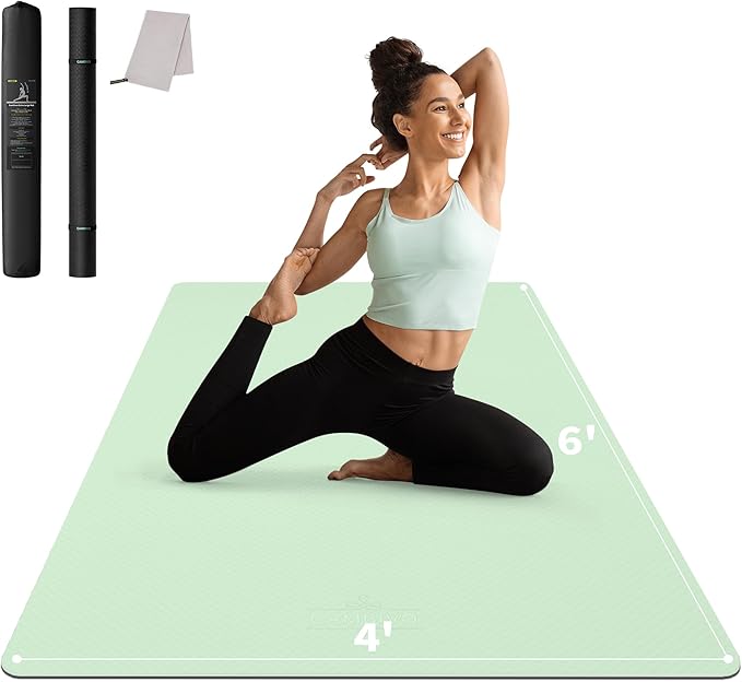 CAMBIVO Large Yoga Mat (6'x 4'), Extra Wide Workout Mat for Men and Women, Yoga Mat Thick 1/3 &1/4