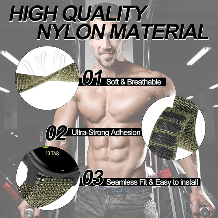 22mm Sport Ankle/Arm Band Compatible with Amazfit Helio, Quick Release Breathable Nylon Bicep Strap