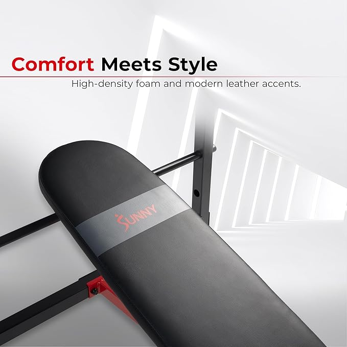 Sunny Health & Fitness Compact Premium Incline Bench Press Bar Rack Set & Optional Leg Extension