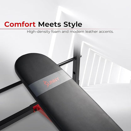 Sunny Health & Fitness Compact Premium Incline Bench Press Bar Rack Set & Optional Leg Extension