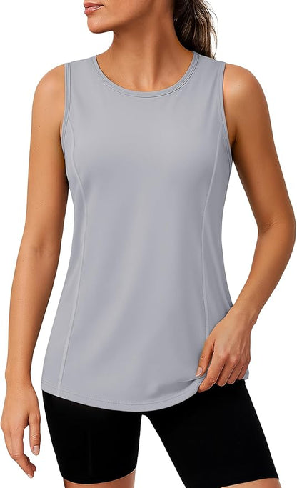 TACVASEN Women's UPF 80+ Workout Tank Top Sleeveless Quick Dry Sun Protection Hiking Athletic Gym