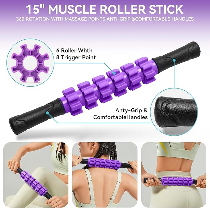 5 in1 Foam Roller Set, High Density Deep Tissue Massager for Muscle Massage, Massage Roller