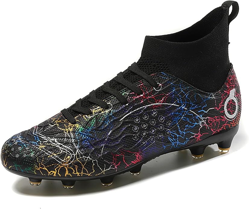 Men's Soccer Shoes High-Top Soccer Cleats Outdoor Breathable Athletic Professional Spikes Youth