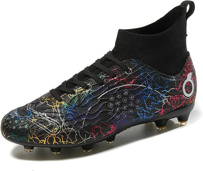 Men's Soccer Shoes High-Top Soccer Cleats Outdoor Breathable Athletic Professional Spikes Youth