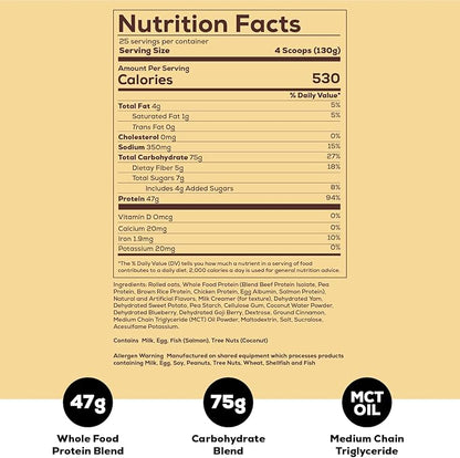 REDCON1 MRE Protein Powder, Oatmeal Chocolate Chip - Meal Replacement Protein Blend Made with MCT