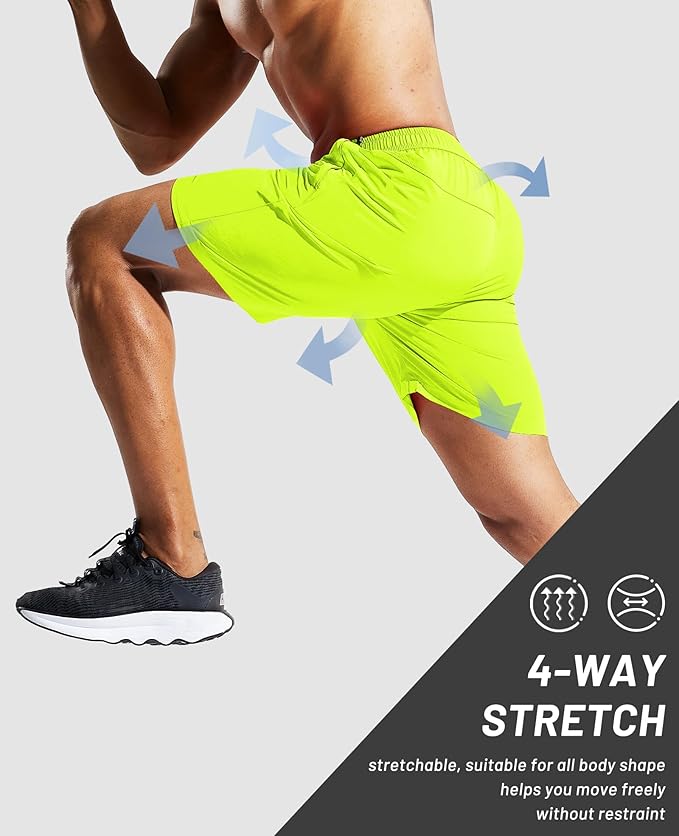 MIER Men's Quick Dry Running Shorts with Zipper Pocket, Elastic Waist Athletic Workout Exercise