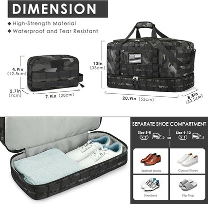 ETRONIK Travel Bag for Men Women, Gym Bag & Tactical Duffle Bags for Travel, Carry on with Toiletry