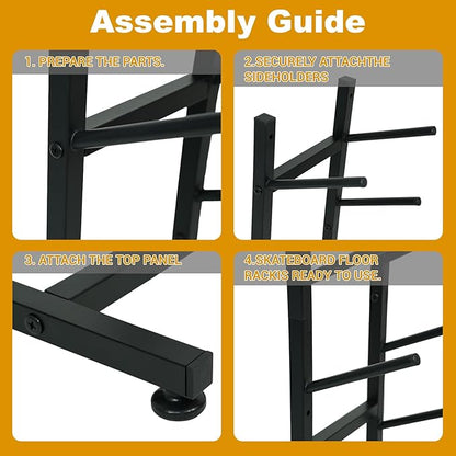 BiJun Skateboard Racks Floor Stand, 6-Layer Skateboard Wall Mount,Snowboard Storage Rack