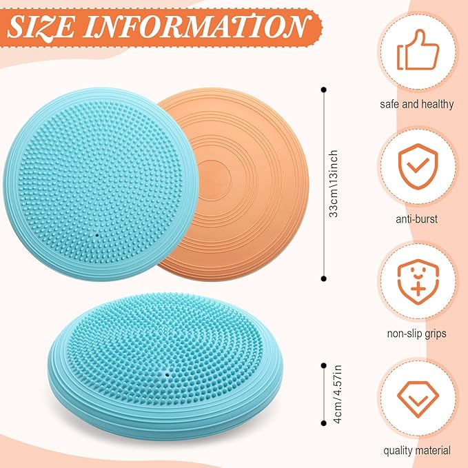 Libima 4 Pcs Wiggle Seat Inflated Wobble Cushion for Sensory Kid 13 Inches Balance Disc Flexible