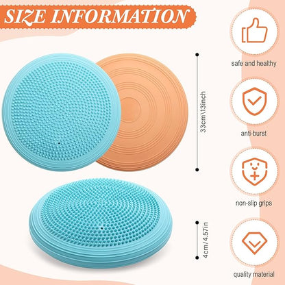 Libima 4 Pcs Wiggle Seat Inflated Wobble Cushion for Sensory Kid 13 Inches Balance Disc Flexible