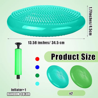 2 Pcs Wiggle Seat Inflated Wobble Cushion Flexible Balance Disc with Air Pump for Core Stability