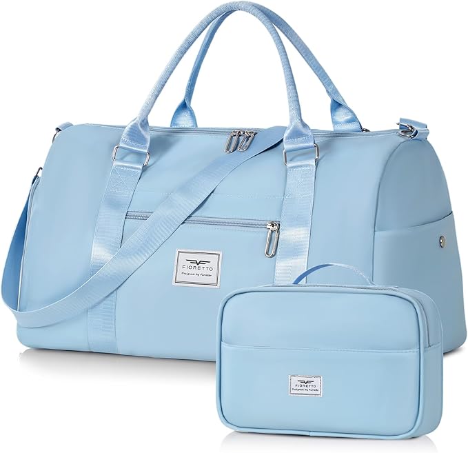 FIORETTO Womens Gym Tote Duffle Bag with Toiletry Bag, Sports Duffel Overnight Hospital Workout