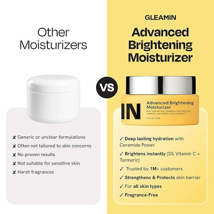 Gleamin Advanced Brightening Face Moisturizer - Face Cream for Women & Men with Vitamin C
