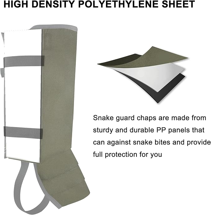 Snake Gaiters Leg Guards, Waterproof Snake Guards, Adjustable Snake Bite Protection for Lower Legs
