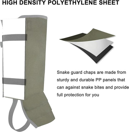 Snake Gaiters Leg Guards, Waterproof Snake Guards, Adjustable Snake Bite Protection for Lower Legs
