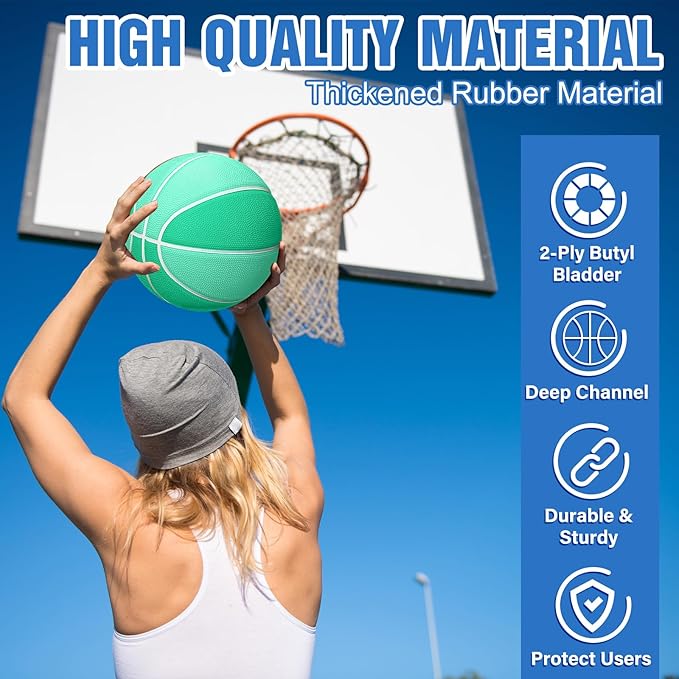 Jenaai 6 Pcs Rubber Basketballs Official Size Bulk Streetballs Multicolor Basket Balls with Pump