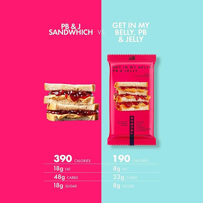 TRUBAR Vegan Protein Bar, Get In My Belly Pb & Jelly, Gluten Free, Plant Based, High Fiber, Dairy