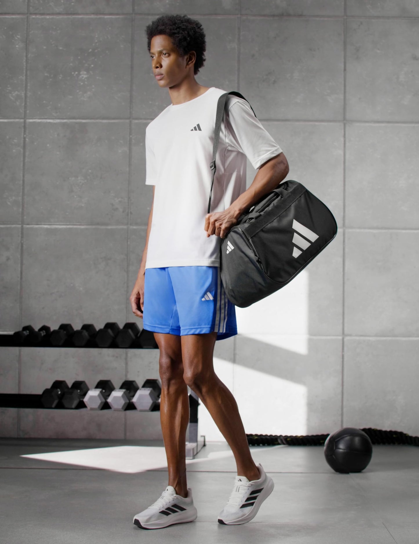 adidas Power Gym Bag – Lightweight Small Duffel, Black/White, OSFA